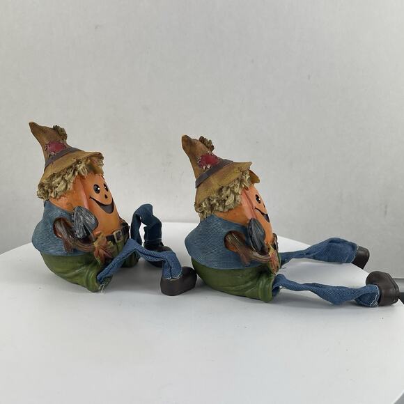 (2) Halloween Pumpkin in Jeans Figurine Shelf Sitter 3.5" Whimsical Decor - Picture 5 of 8